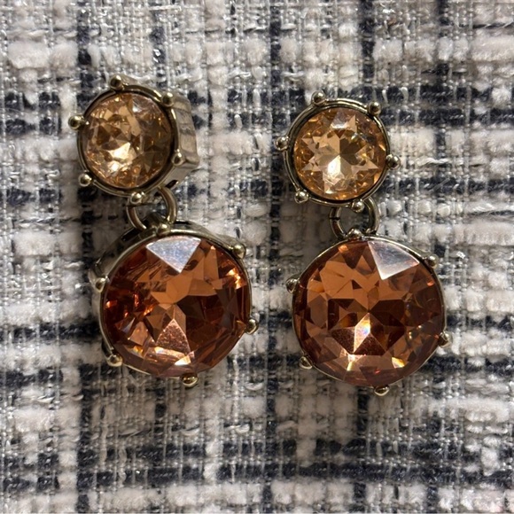 J Crew Gold Tone Jeweled Drop Earrings - Picture 2 of 4